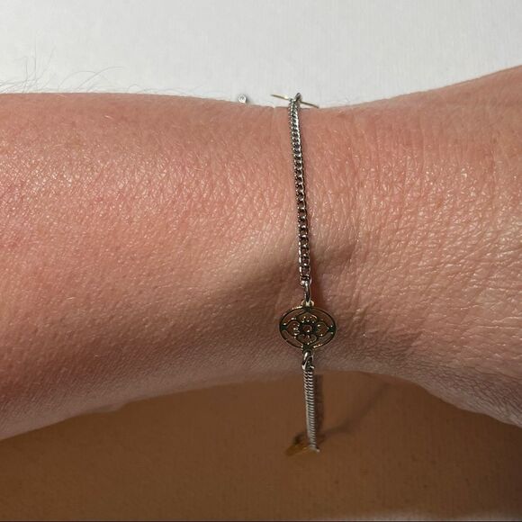Lia Sophia silver and gold medallion ankle bracelet - Picture 1 of 6